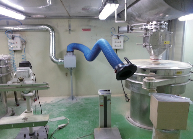 Food company raw material mixing room arm hood installation